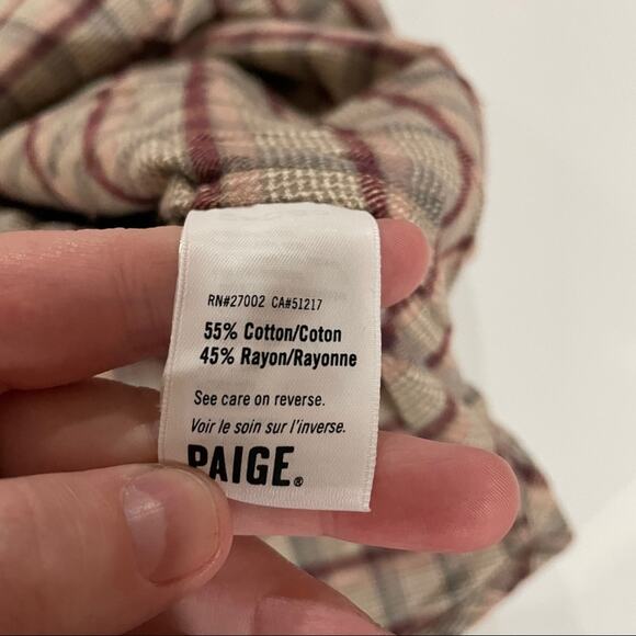 Paige Jenelle Ruffle Shoulders Plaid Long Sleeve Button Down Shirt Size M - Picture 8 of 11